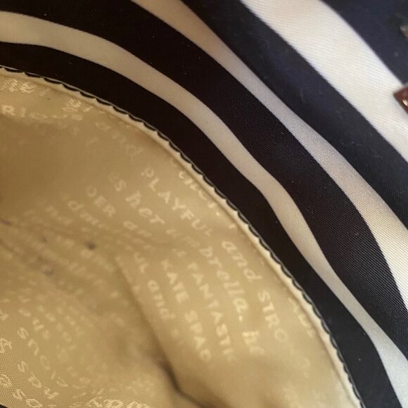 Kate Spade striped black and tan crossbody nylon purse bag - Picture 12 of 16